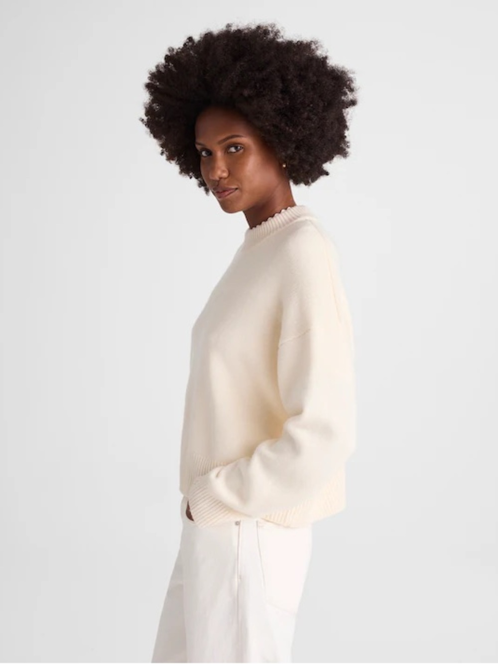 NWT Madewell Wool & Cashmere Boxy Crewneck Sweater in Heather Cloud, NT602, M - Picture 4 of 16